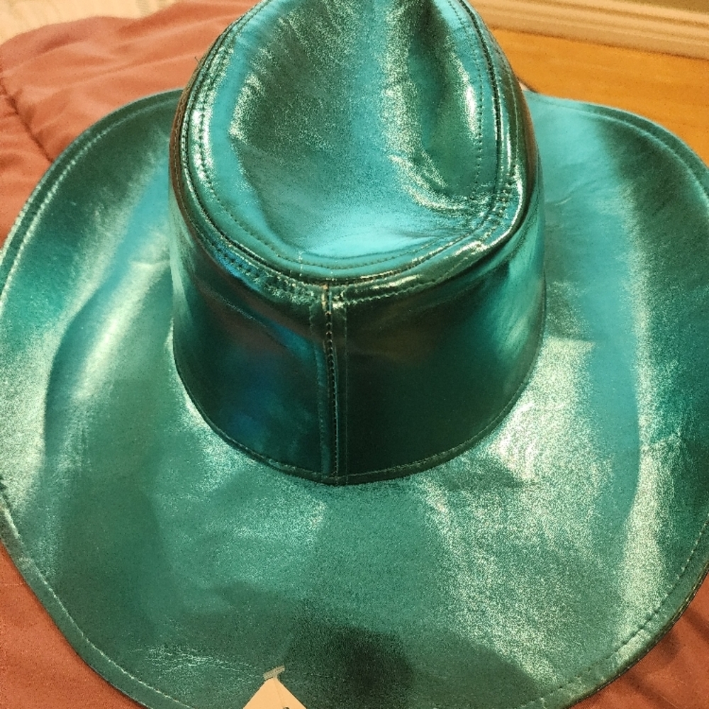 Shiny Teal Western Hat